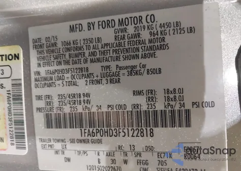 2015 Ford Fusion Se from USA, damaged, VIN 1FA6P0HD3F5122818